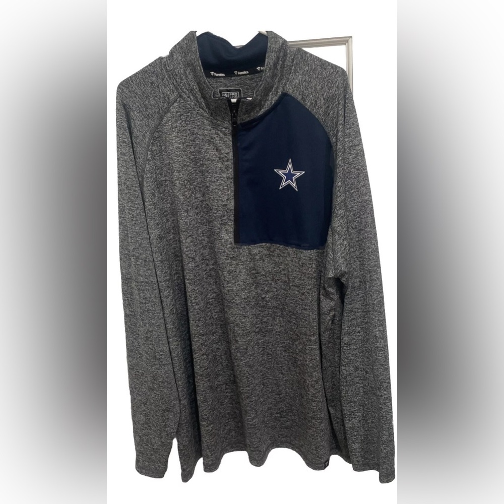Dallas Cowboys NFL 1/4 Zip - Fanatics Pro Line - Men’s 3XL Gray And Navy Blue